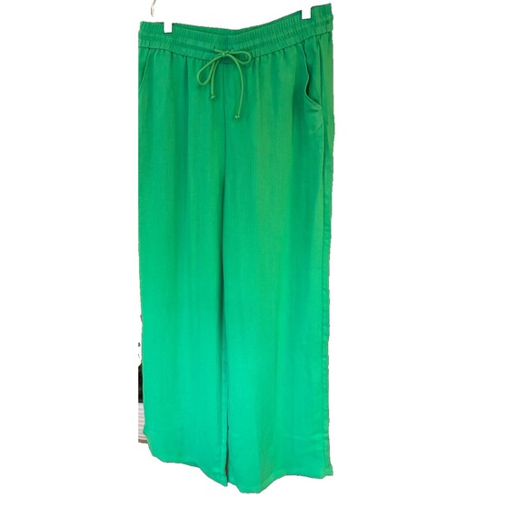 Halara Pants - Halara Wide Leg Palazzo Pants L Tall Kelly Green Drawstring NWT "Linen-Feel"